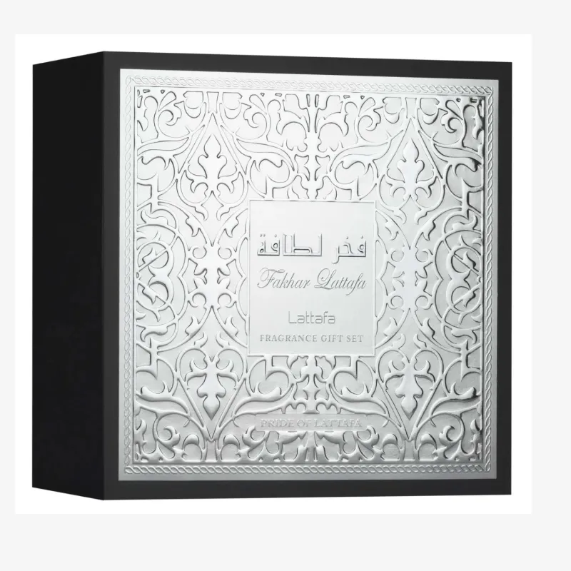 Fakhar Lattafa Black Men Gift Set - طقم هدايا عطر فخر لطافة الأسود للرجال